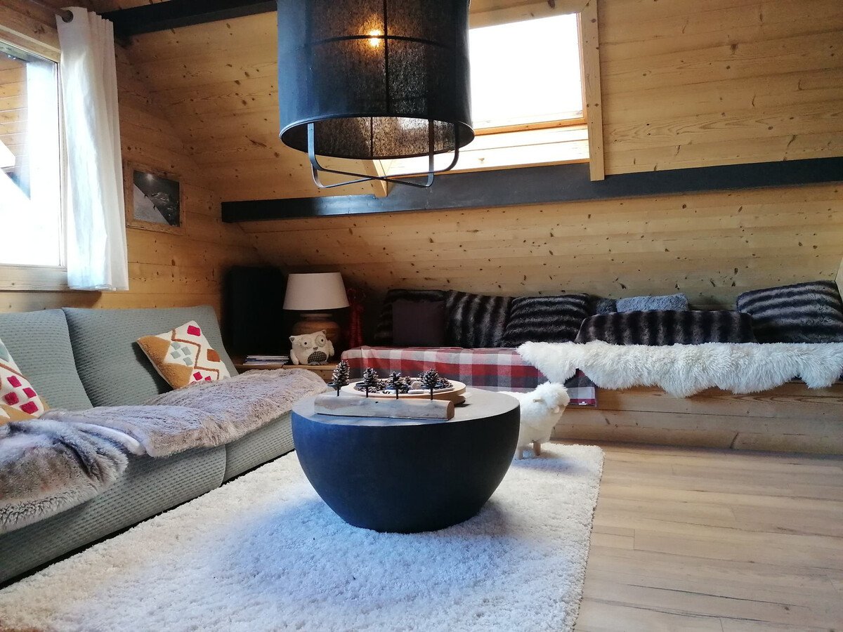 Chalet rénové 110m² 10 pers, terrasse vue montagne